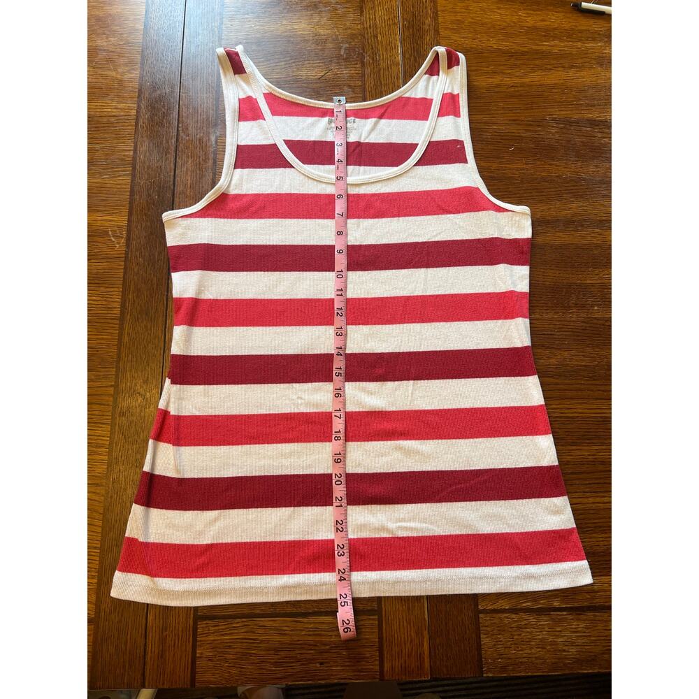 Old Navy The Perfect Tank XXL Plus Red White Pink Striped Ribbed Scoop Neck Boho - Picture 7 of 9